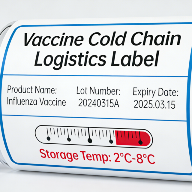 Viniel Sintetiese Papier Koueketting Logistieke Etikette vir Entstof en Mediese Flessieberging by -50&deg;C 
